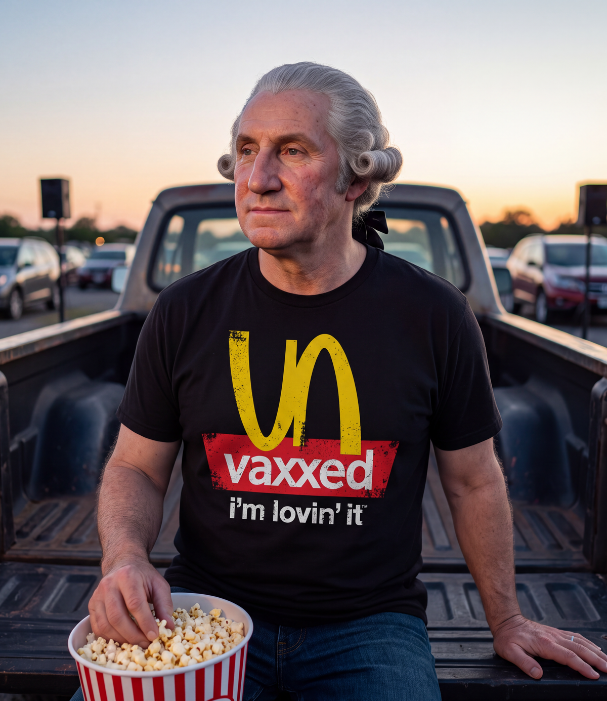 George Washington wearing the Unvaxxed T-Shirt in black