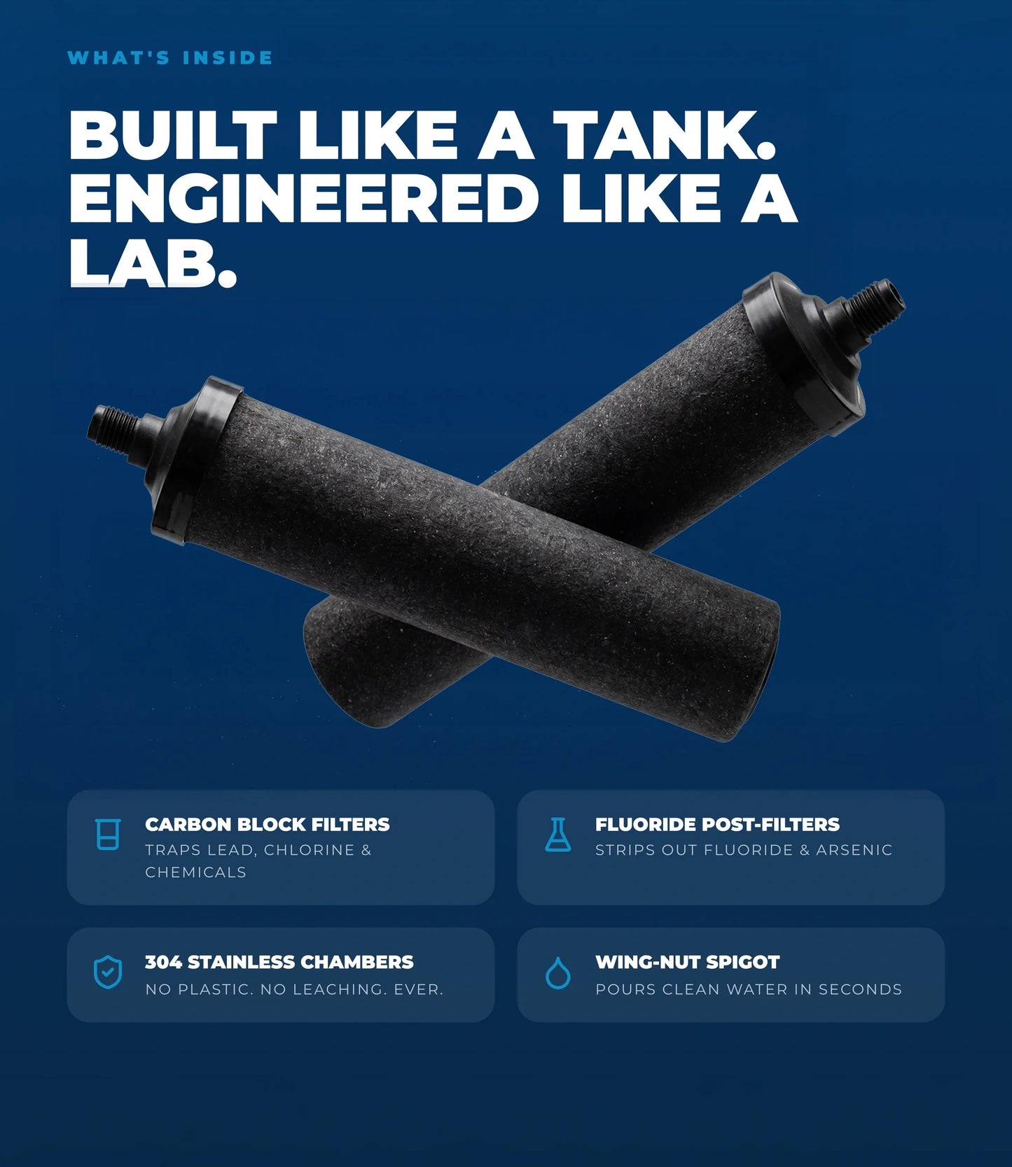 Dual Carbon Platinum Gravity-Fed Water Filter System