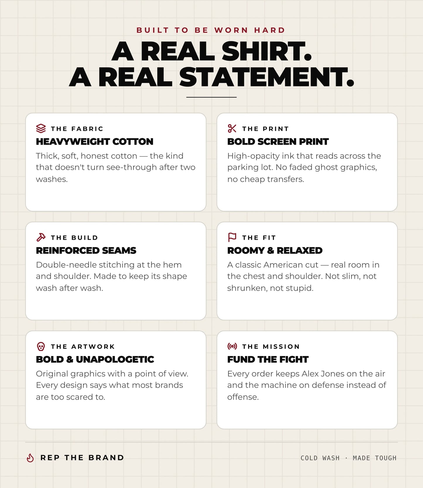 A real shirt, a real statement — heavyweight cotton tee construction