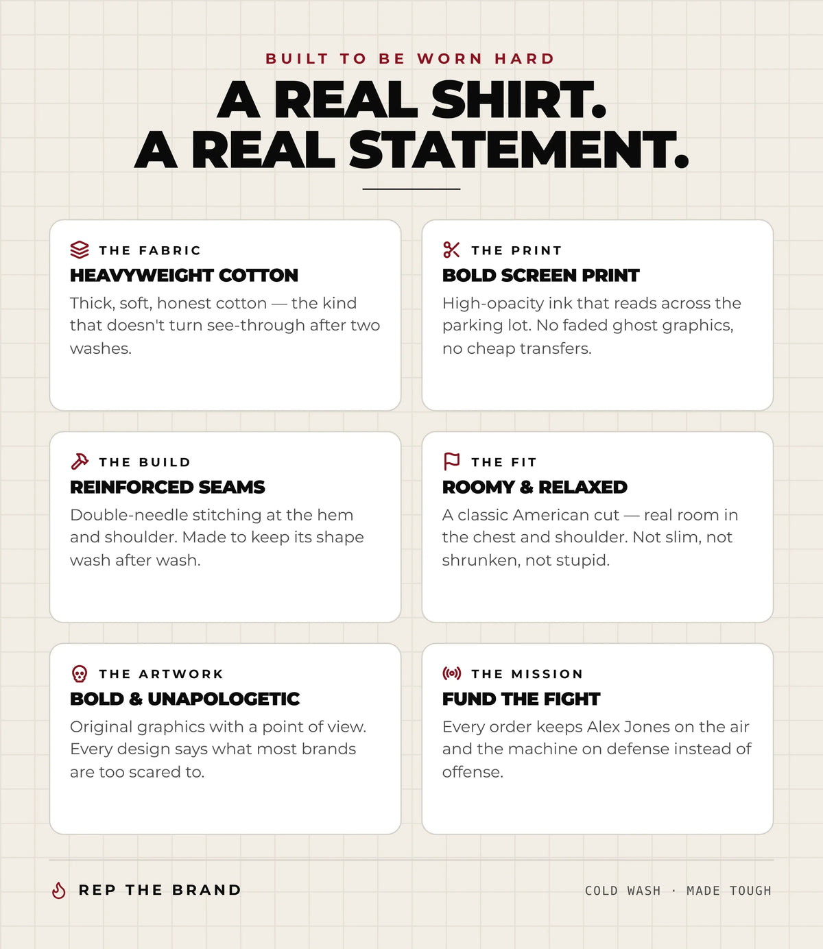 A real shirt, a real statement — heavyweight cotton tee construction