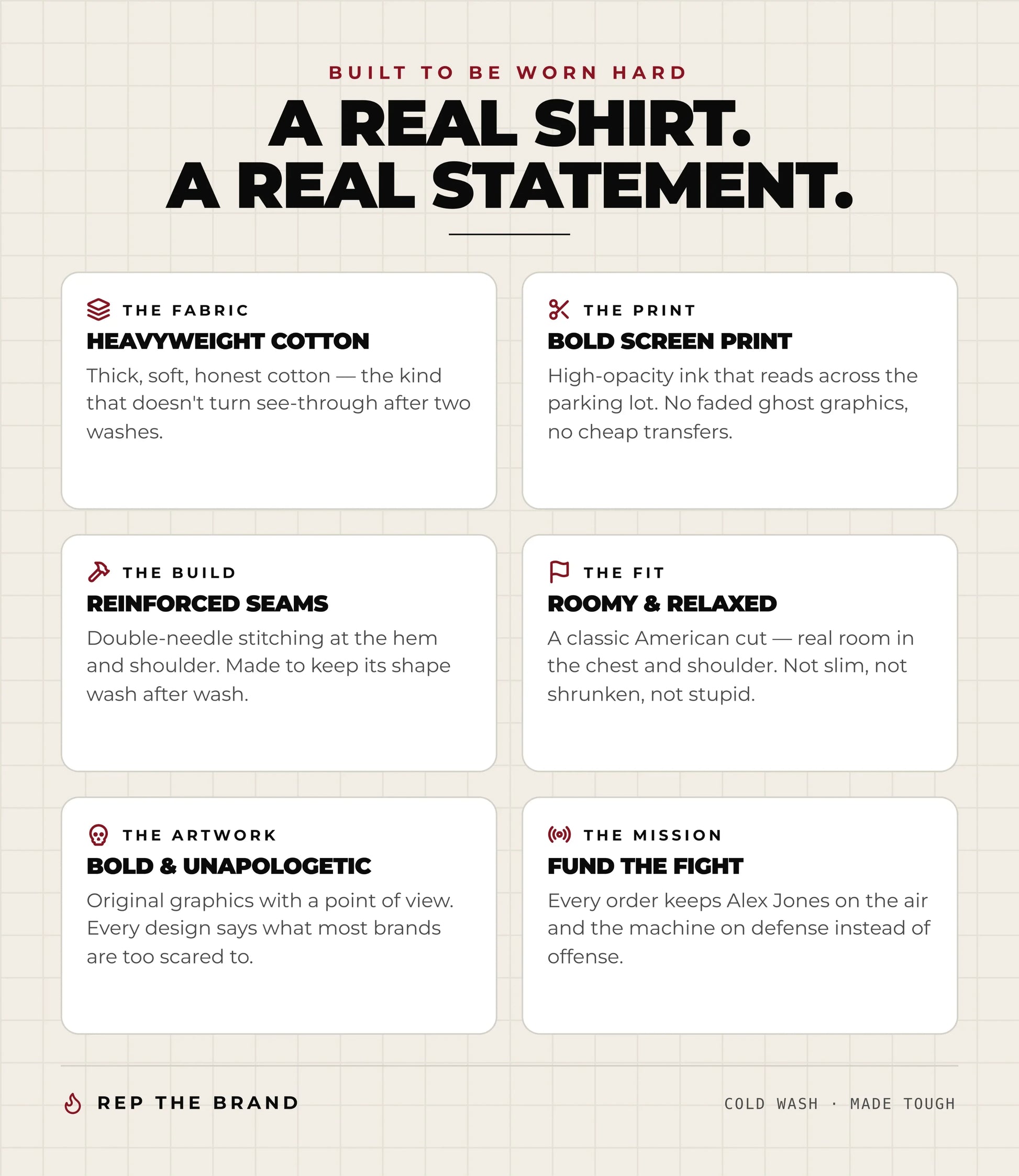 A real shirt, a real statement — heavyweight cotton tee construction