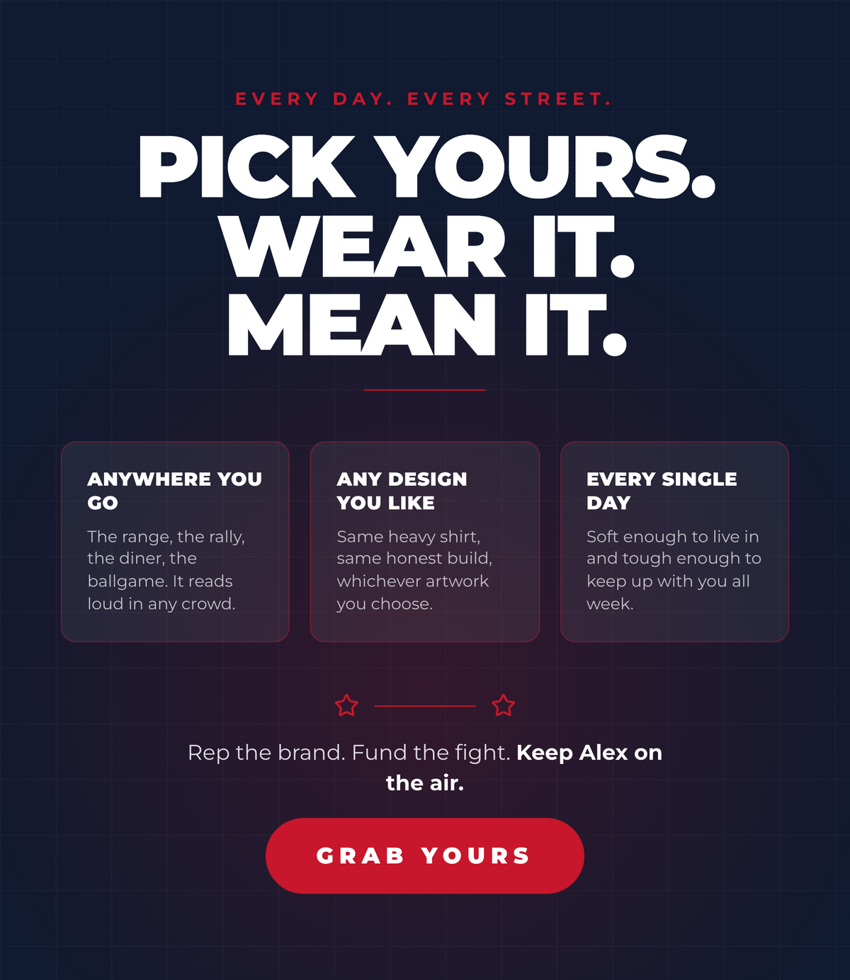 Pick yours, wear it, mean it