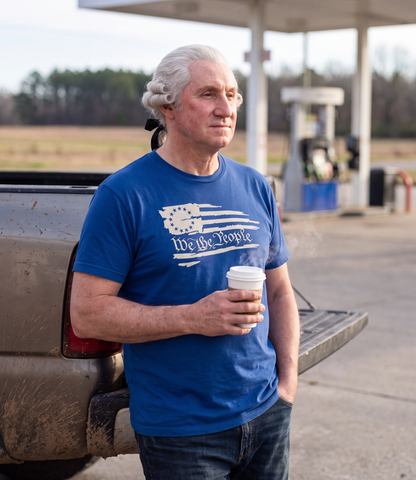 We The People T-Shirt - Royal Blue - worn