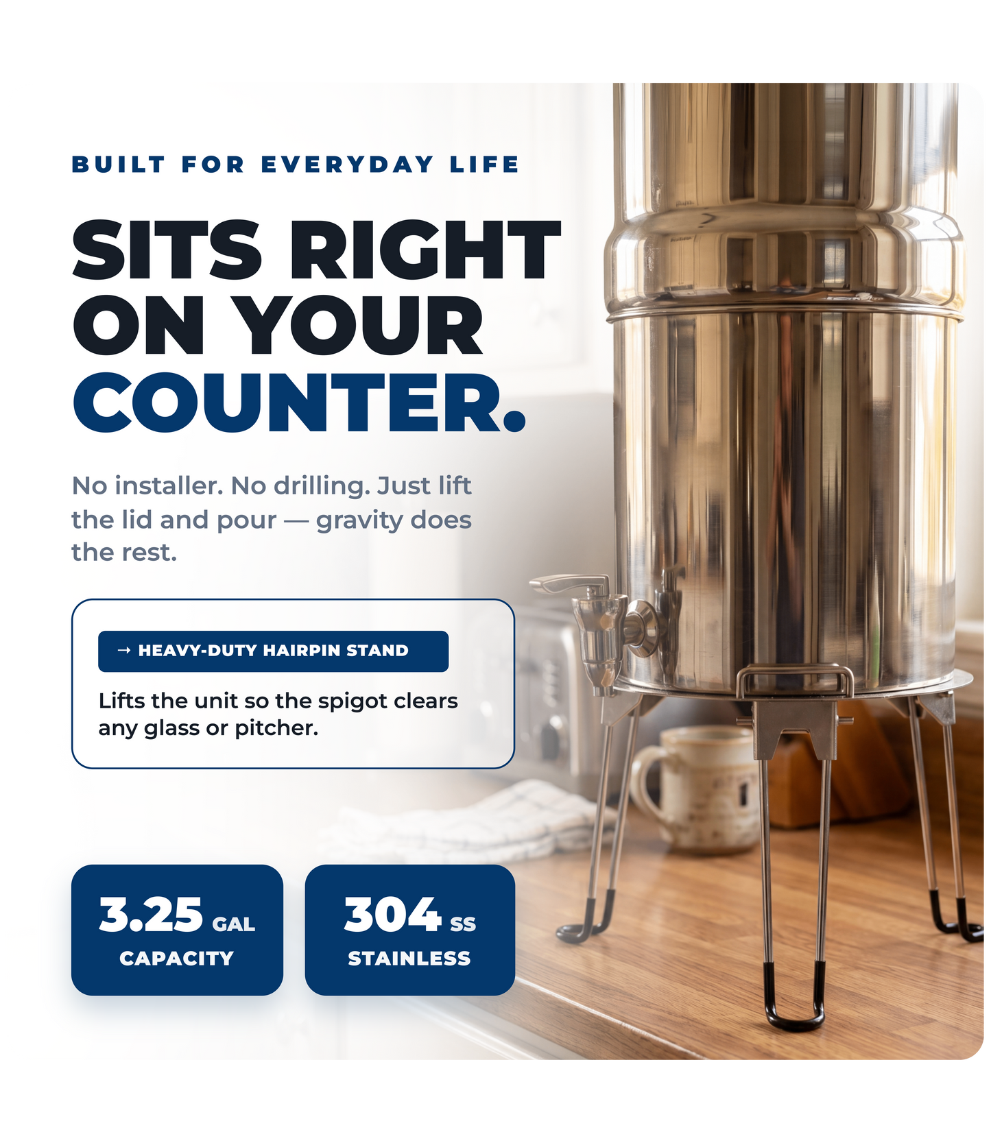 Dual Carbon Platinum Gravity-Fed Water Filter System