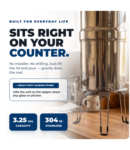 Dual Carbon Platinum Gravity-Fed Water Filter System