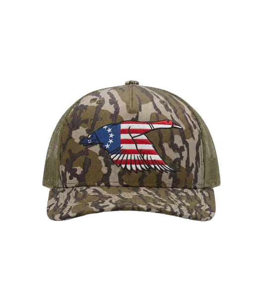 The Alex Jones Store - Betsy Ross Duck Embroidered Camo Trucker Hat - front