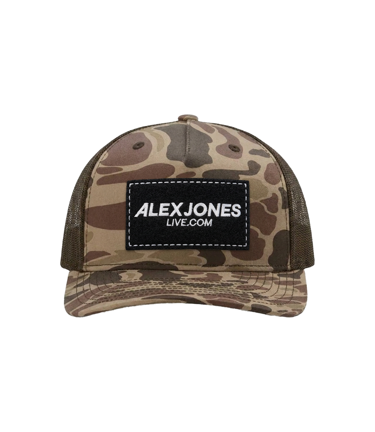 The Alex Jones Store - Alex Jones Live Duck Camo Patch Trucker Hat - front