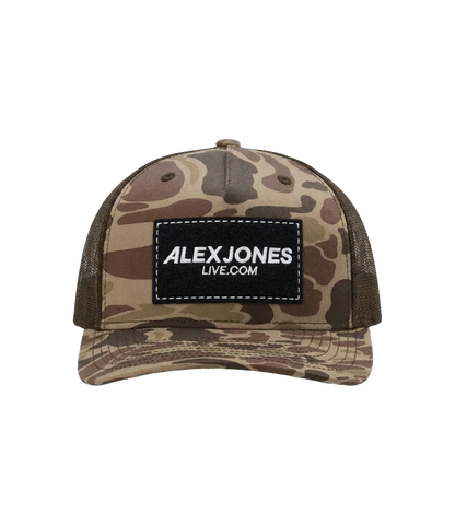 The Alex Jones Store - Alex Jones Live Duck Camo Patch Trucker Hat - front