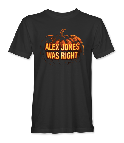 The Alex Jones Store - black Alex Jones Was Right Pumpkin T-Shirt - front