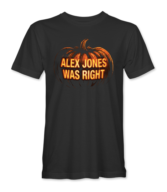 The Alex Jones Store - black Alex Jones Was Right Pumpkin T-Shirt - front
