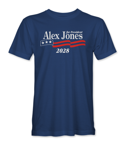 The Alex Jones Store - royal blue Alex Jones For President 2028 T-Shirt - front