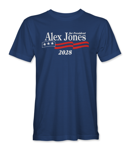 The Alex Jones Store - royal blue Alex Jones For President 2028 T-Shirt - front