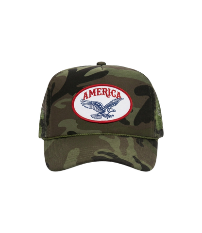 "America" Camo Rope Trucker Hat