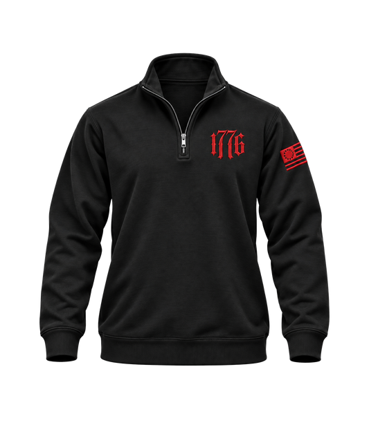 The Alex Jones Store - black 1776 Embroidered Quarter-Zip Sweatshirt - front