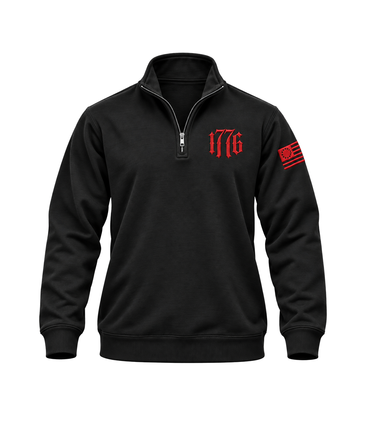 The Alex Jones Store - black 1776 Embroidered Quarter-Zip Sweatshirt - front