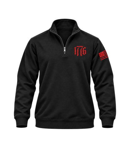 The Alex Jones Store - black 1776 Embroidered Quarter-Zip Sweatshirt - front