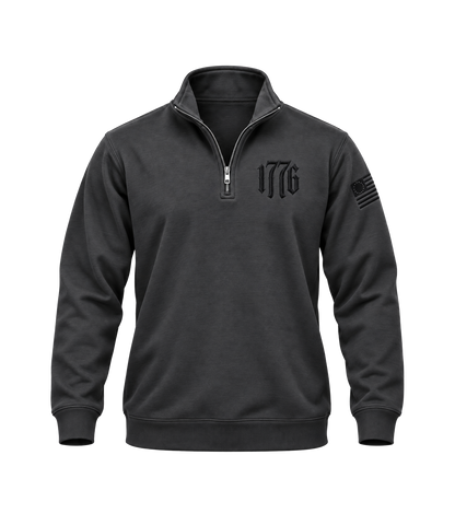The Alex Jones Store - grey 1776 Embroidered Quarter-Zip Sweatshirt - front