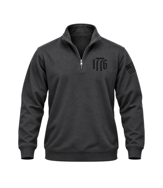 The Alex Jones Store - grey 1776 Embroidered Quarter-Zip Sweatshirt - front