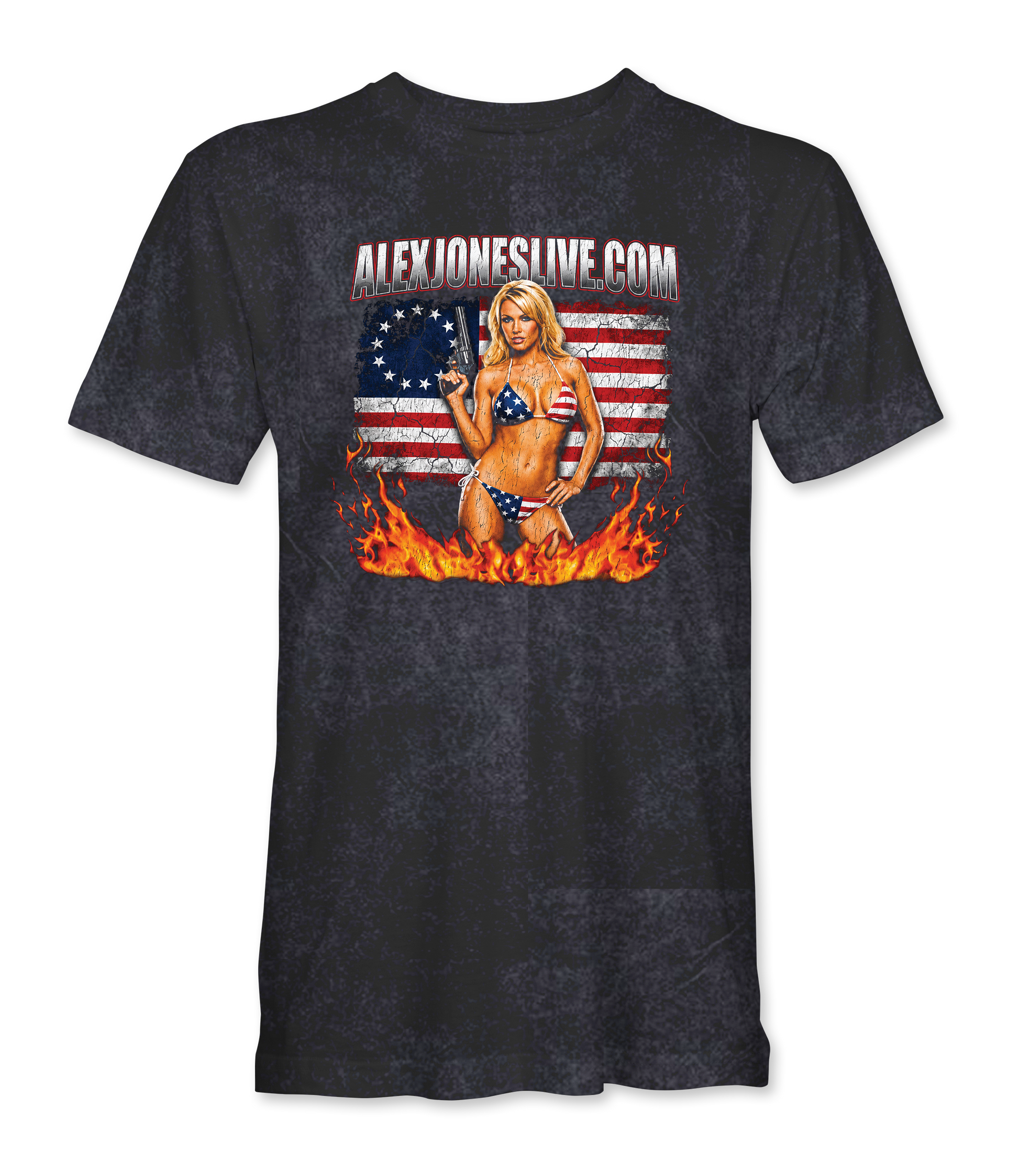 The Alex Jones Store - Front of Vintage Black Betsy Ross limited edition mineral wash t-shirt