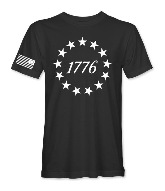 The Alex Jones Store - black 1776 Circle Of Stars T-Shirt - front
