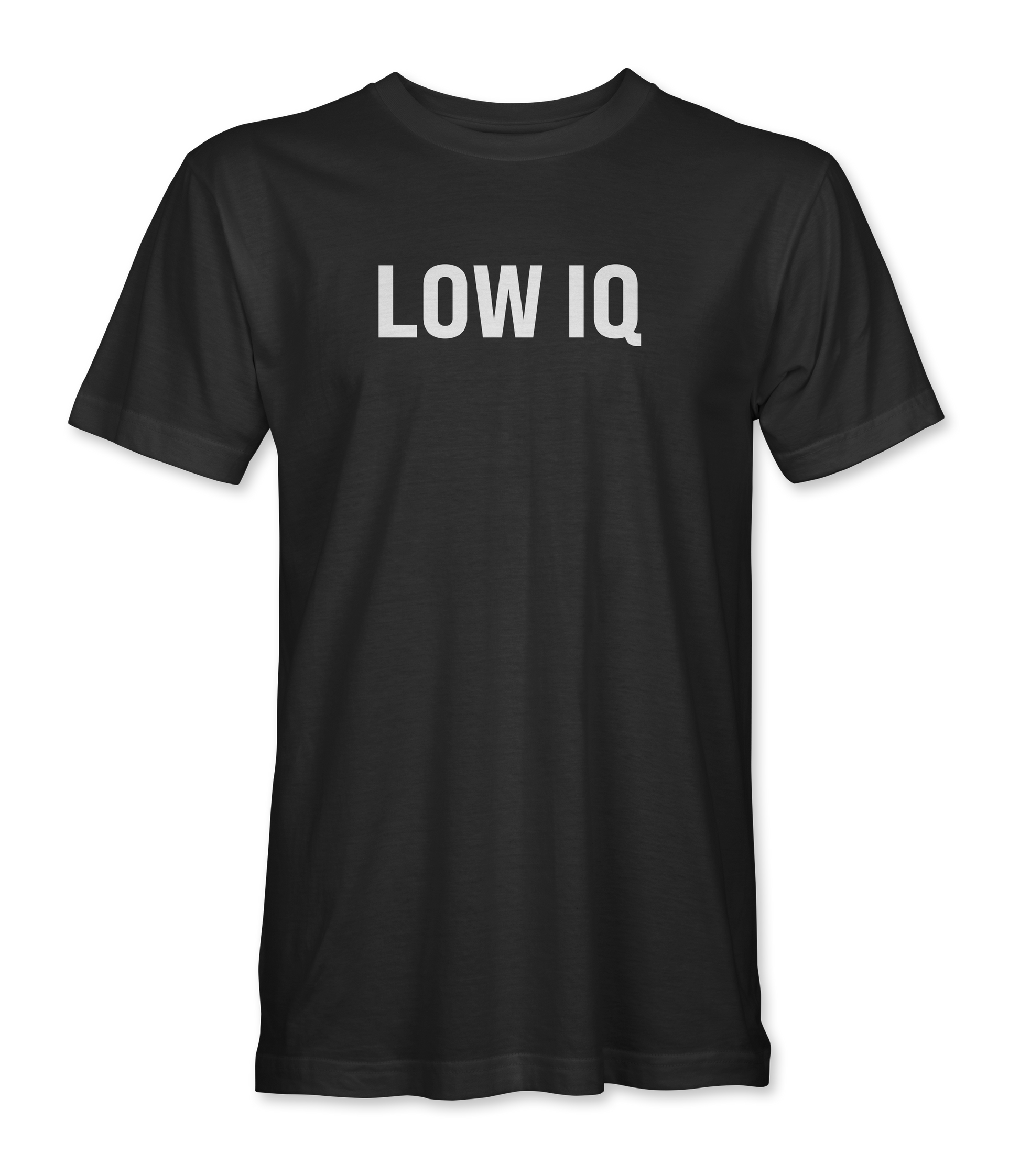 The Alex Jones Store - Black 'Low IQ' Limited Edition t-shirt with clean white block-letter text printed across the front chest
