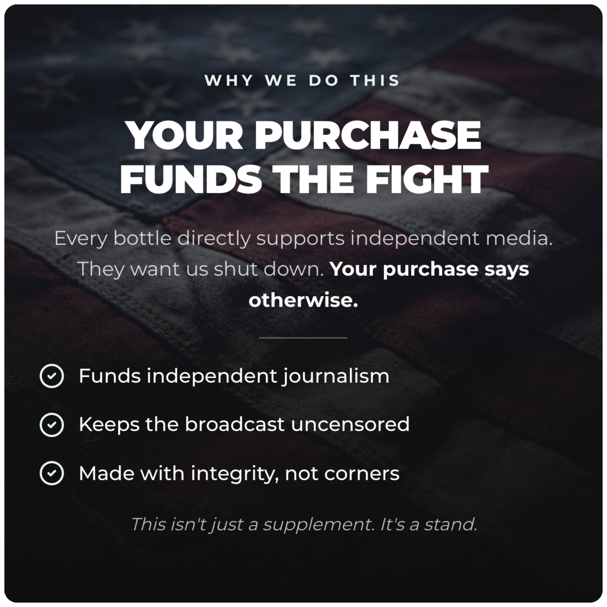 Alex Jones Naturals - Ultimate Chill - Deep Recovery & Stress Shield (60 Capsules)(30 Servings) — Ultimate Chill 'Your Purchase Funds The Fight' American flag graphic supporting independent media and uncensored broadcast