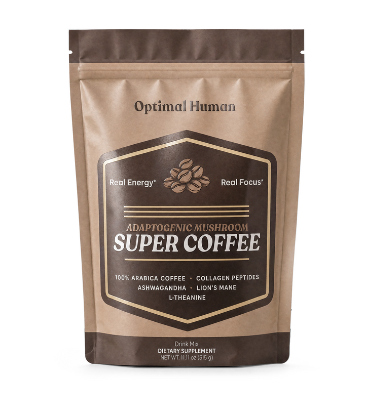 Optimal Human Mushroom Super Coffee - Adaptogenic Ground Coffee Blend (315 g) (30 Servings)