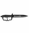 The Alex Jones Store - Black Trench War Dagger with knuckle handle and 'Ave Christus Rex' Gothic script etched along the blade