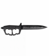 The Alex Jones Store - Black trench knife with knuckle-guard handle and 'Don't Tread On Me' etched blade, Trench War Dagger fixed blade