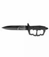The Alex Jones Store - Don't Tread On Me Trench War Dagger with black knuckle-guard handle and coiled Gadsden rattlesnake etched on stone-washed blade