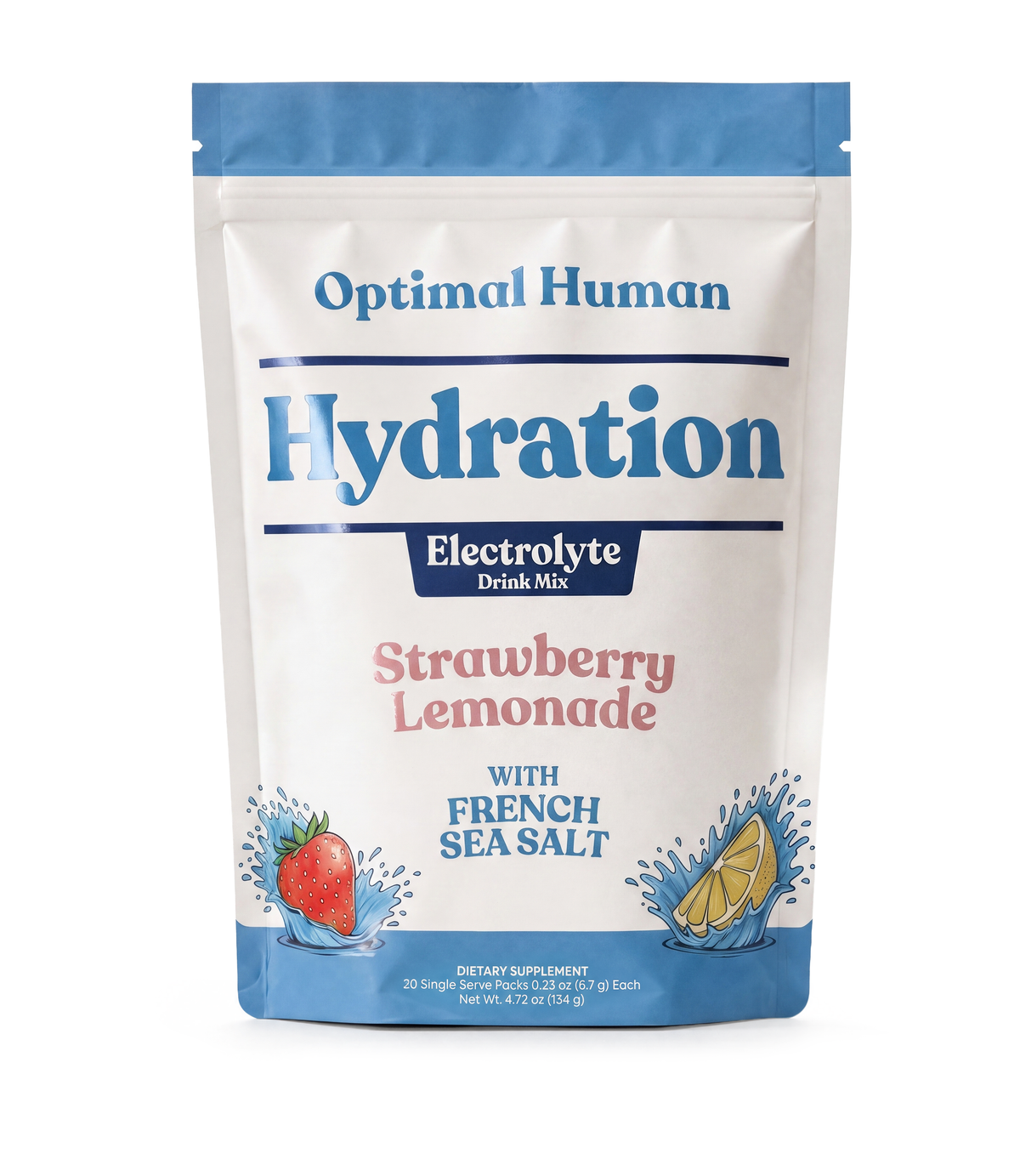 Optimal Human Hydration Drink Mix - With French Sea Salt (20 Sticks) (20 Servings)