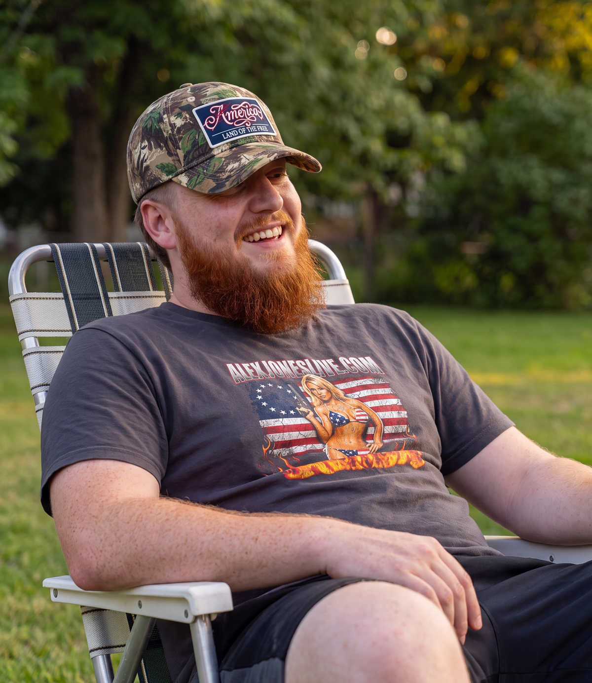 America "Land of the Free" Camo Patch Hat