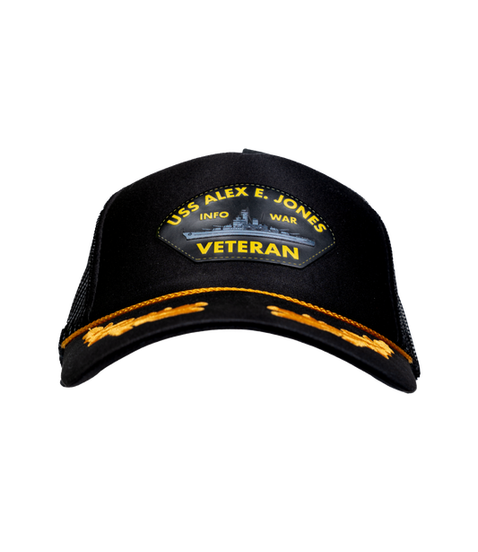USS Alex E. Jones Info War Veteran Leather Patch Hat