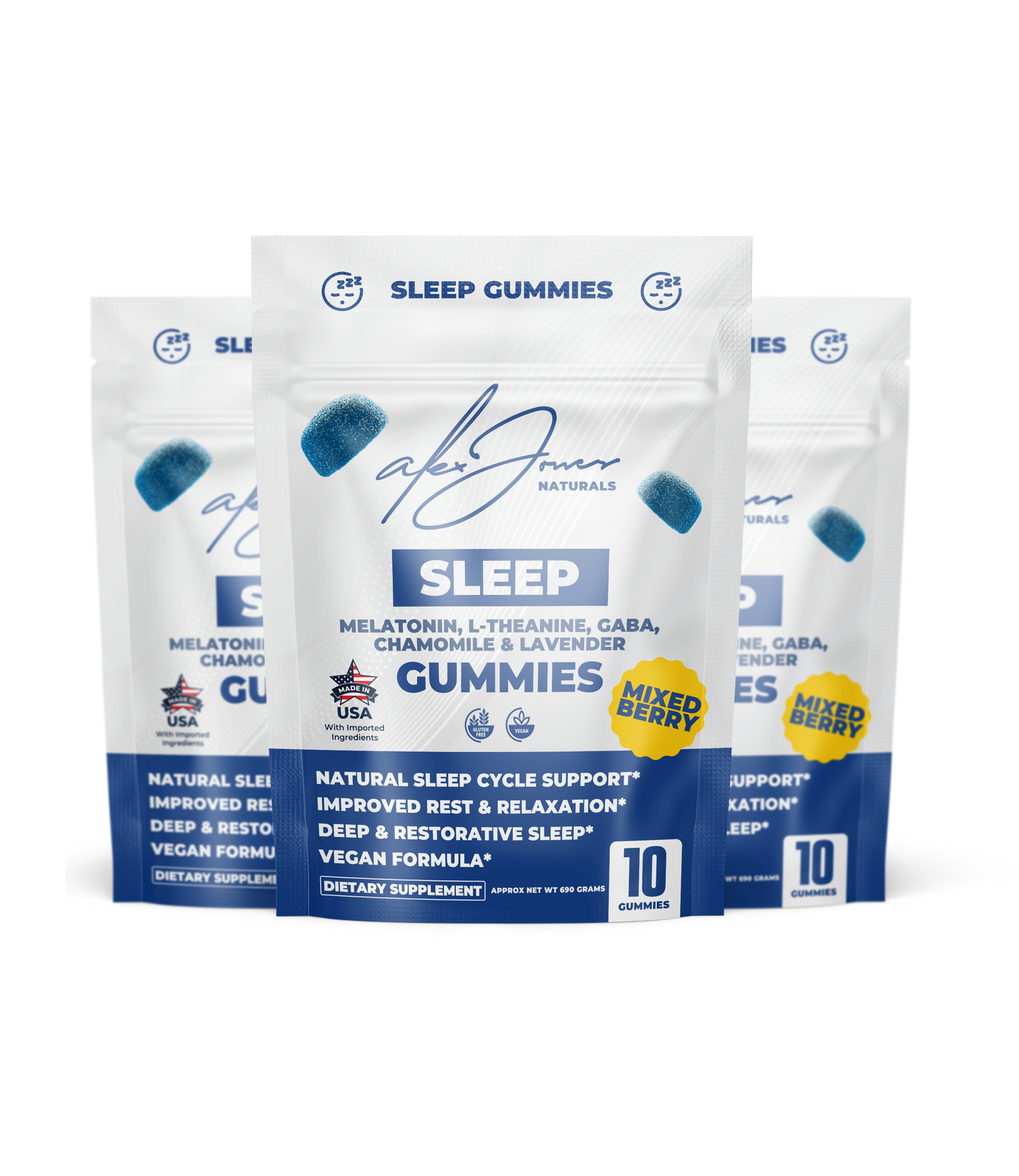 (3 Bags) Sleep Gummies with Melatonin, L-Theanine, GABA, Chamomile & Lavender